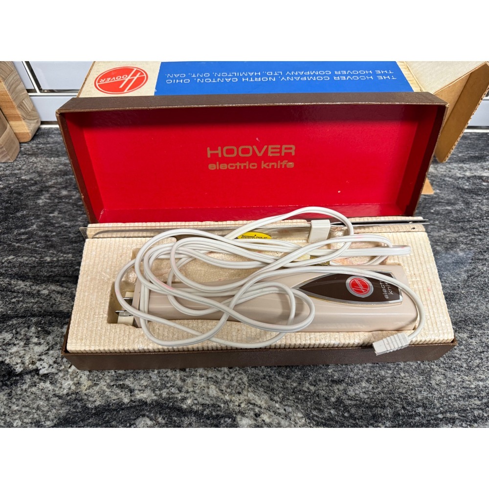 Vintage Hoover Electric Knife Storage Case & Original Box Stainless Steel WORKS
